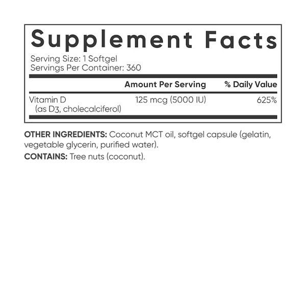 Vitamin D3 5000iu (360 softgels)