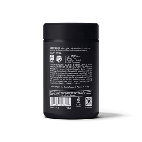 Vitamin D3 5000iu (360 softgels) - Sports Research Nederland