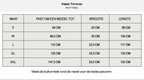 Waist-Trimmer-Size-Maattabel